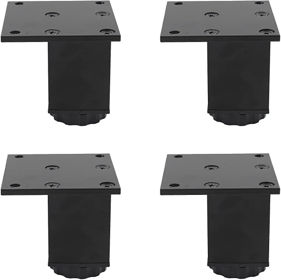 4 Pack Adjustable Furniture Legs, 50mm/2'' Black Aluminum Alloy Support Feet Heavy Duty Replacement Legs for Sofa Bed Desk TV Cabinet Couch Coffee Table Sideboards Cupboard Dresser