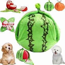 Orange Hide and Seek Plush Dog Toy, Interactive Squeaky Puzzle Toy with Hidden Pockets, Hide and Seek Dog with Crinkle Papers, Watermelon Dog Toy with Squeakers for All Dogs (Watermelon)
