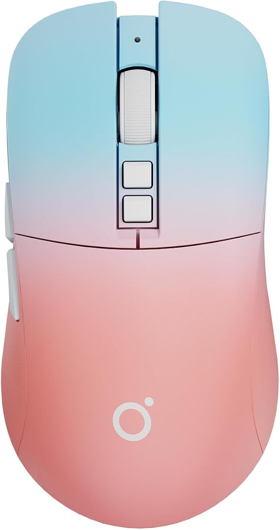 EWEADN G309 Wireless Computer Mouse,2.4G&Bluetooth Ergonomic Cordless Mice with 4000 DPI,5 Adjustment Levels,Cute and Portable Mouse for Laptops, PC and More,7 Buttons Office USB Mice-Blue&Pink