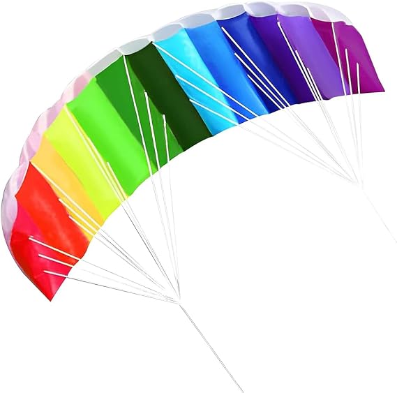 Rainbow Kite,Soft Stunt Sport Parafoil Kite 1.4M,30M/100FT Rope Dual Line