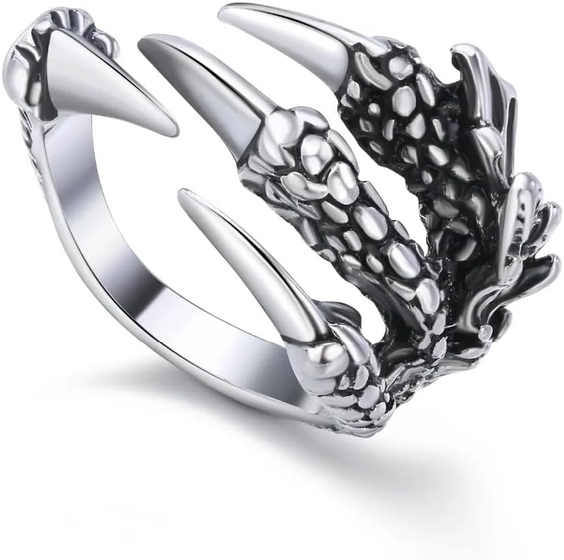 Eagle Claw Model Silver Plated Adjustable Ring