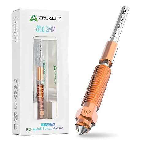 Creality Official K2 Plus/ K2 Nozzle 0.2mm, Original Unicorn Quick Swap Nozzle with Titanium Alloy Heat Break Copper Alloy Hardened Steel, High Flow High Speed Print for Creality K2 Series/Hi Combo