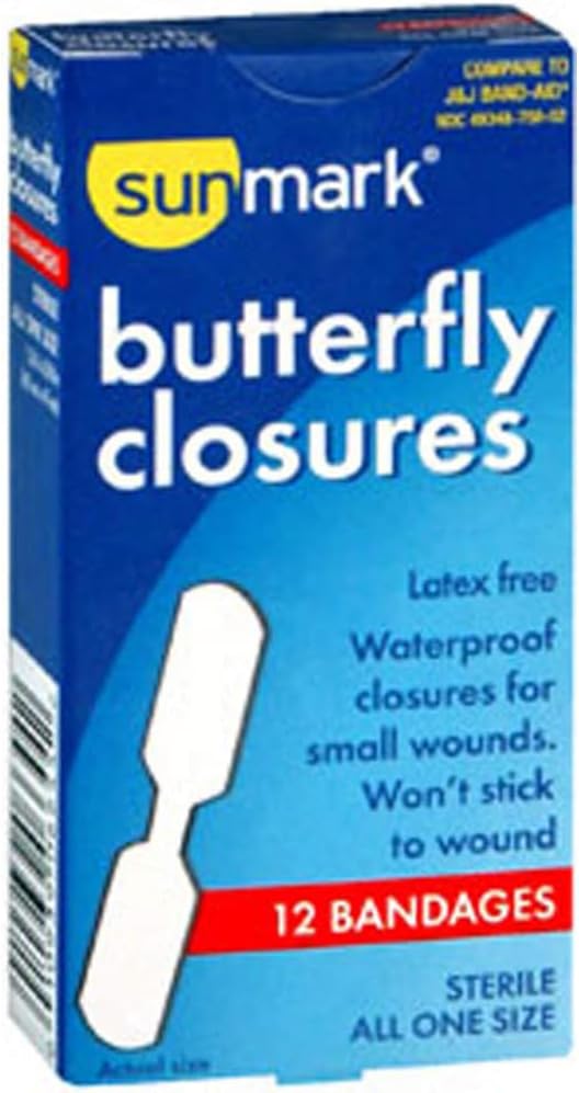Sunmark Waterproof Butterfly Closures - 12ct