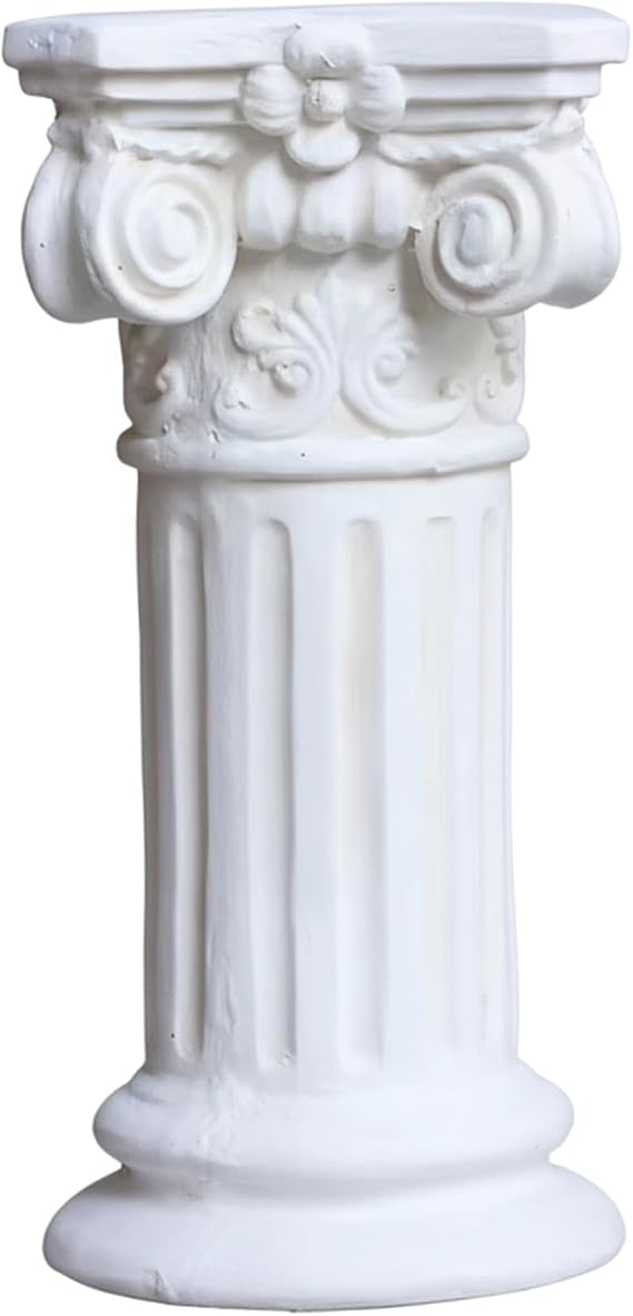 Roman Column Pedestal, Elegant White Resin Plinth Base for Garden Statues and Home Decor, 15.75 Inch Tall Sculpture Stand Plinth