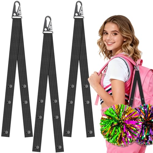 3Pcs Pom Pom Holder, Adjustable Cheer Pom Poms Straps for Backpack Cheerleader Team Tags Cheer Bag Strap for Cheerleader Cheerleading Girls