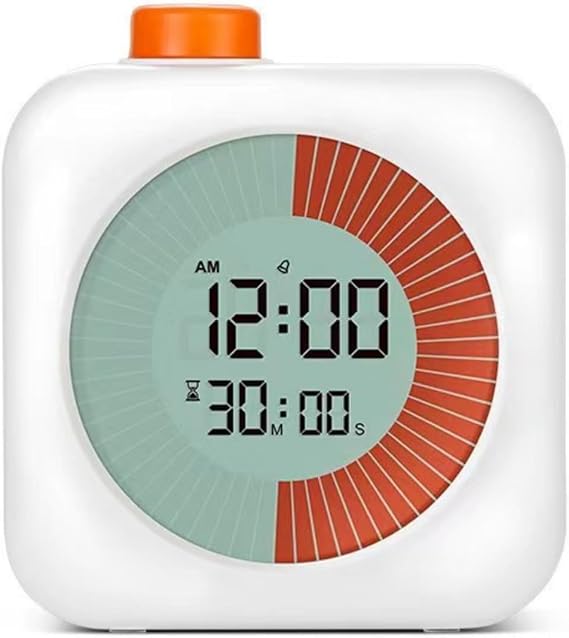 Digital Visual Timer,60-Minute Countdown Timer,Time Management Tool with Timer for Kids,Hour Clock Alarm,Timer for Home,Kitchen,Indoor,or Office (White)