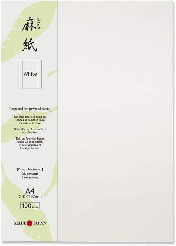 ONAO Japanese Rice Paper Printable A4 Size Paper (100 Sheets), Multipurpose Copy Paper for Laser and Inkjet Printers, Made in JAPAN, White