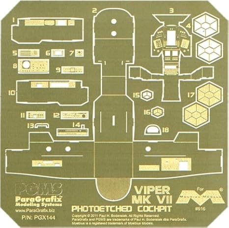 Paragrafix Battlestar Galactica - Viper Mk 7 Photoetched Cockpit - PGX144