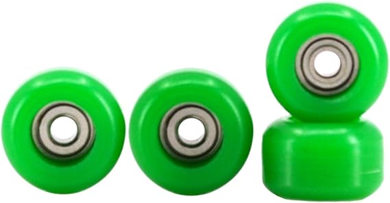 Teak Tuning CNC Polyurethane Fingerboard Bearing Wheels, Green - Set of 4 Wheels - Durable Material with a Hard Durometer