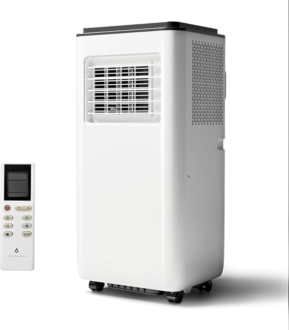 8000 BTU Portable Air Conditioner for Room up to 350 Sq.Ft 3-in-1 AC Unit with Cooling Dehumidifier & Fan Modes Ultra-Quiet 24H Timer Remote Control LED Display Easy Install with Window Kit for Bedroo
