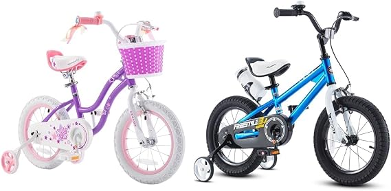 Royalbaby 14" Girls Bicycle with Training Wheels & 14" Boys Bicycle with Training Wheels Toddler Beginner Bike Bundle
