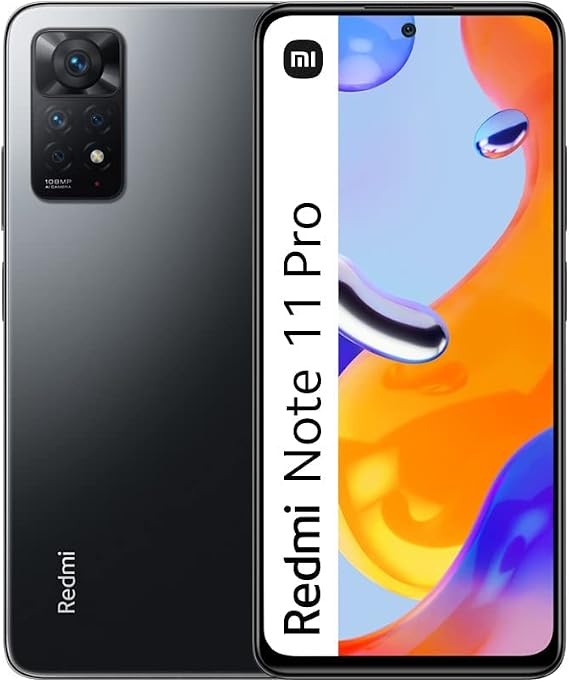 Xiaomi Redmi Note 11 Pro - Smartphone 6+64GB, 6.67” 120Hz FHD+ AMOLED DotDisplay, MediaTek Helio G86, 108MP+8MP+2MP+2MP AI quad Camera, 5000mAh, Graphite Gray (UK Version + )