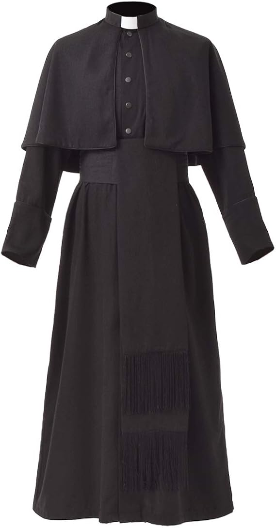 BLESSUME Priest Soutane Roman Cassock Costume Minister Choir Cassock with Cincture Band Belt