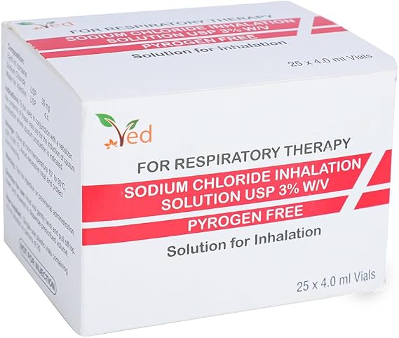 VED Hypertonic Inhalation Saline Solution, 3% Sodium Chloride (NaCl), 25 X 4.0 ml Unit Dose Vials for Adult & Child