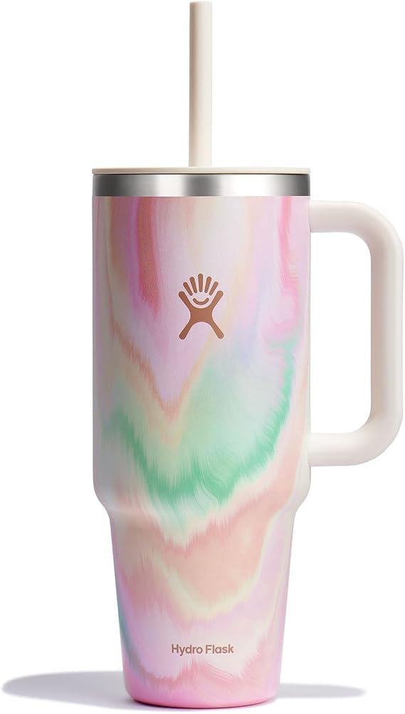 Hydro Flask 40 Oz Travel Tumbler with Handle, Lid and Straw - Insulated Stainless Steel in Sugar Crush
