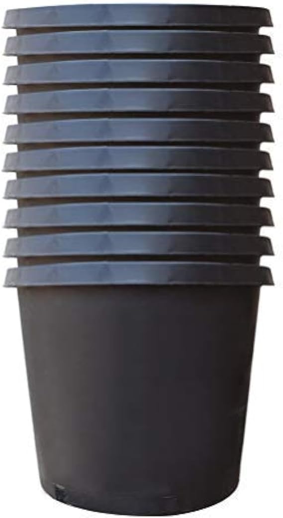 labworkauto 10 Pack Nursery Pot 15 Gallon 1 Gal 2 Gal 3 Gal 5 Gal 7 Gal 10 Gal 15 Gal Nursery Container Injection Molded Pot for Plants Soil Growers or Hydroponics