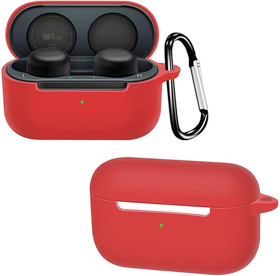 Compatible for Amazon Echo Buds 2 Wireless Earbuds Case with Keychain,Silicone Protective Cover Accessories Compatible with Amazon Echo Buds 2 Generation (Red)