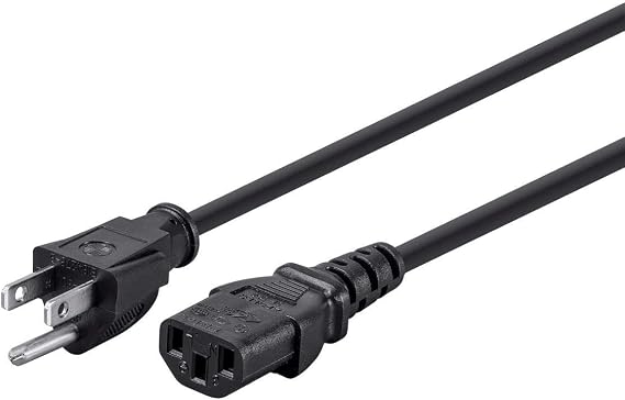 Monoprice 10ft 16AWG Power Cord Cable w/ 3 Conductor PC Power Connector Socket (C13/5-15P) - Black