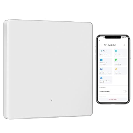 BSEED Smart Light Switches 1 Gang,Alexa Light Switch 1 Way/2 Way or Multi-Way Control by SmartLife APP,Work with Alexa and Google Home,Ultra-Thin,2.4GHz,White(Neutral Wire Required)