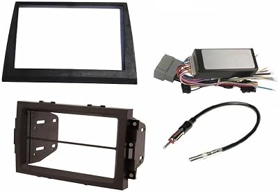 Double Din Aftermarket Radio Stereo Navigation Bezel Conversion Dash Kit  Can Bus Factory Amplified Systems Radio Replacement Wire Harness & Antenna Adapter Compatible with Jeep Commander 2006-2007
