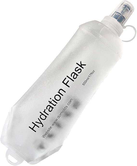 AXEN 500ML Soft Flask, TPU Foldable Running Hydration Flask, Soft Collapsible Water Bottle for Hydration Pack Cycling Marathon Running Hiking, White