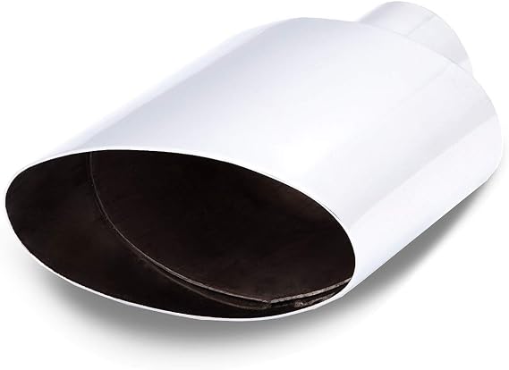 XFORCE TS06 Universal Double Angle Cut Single Wall Oval Exhaust Tip for Right Side Outlet; 2.5" Inlet