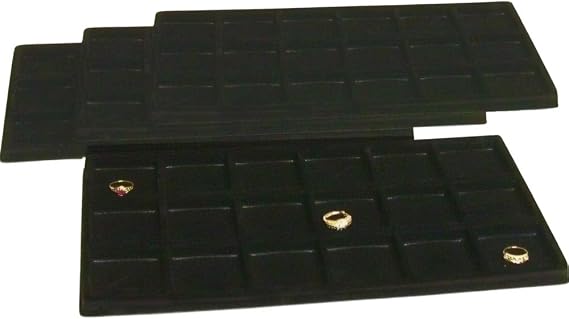 FindingKing 4 Black 18 Slot Coin Jewelry Showcase Display Tray Inserts