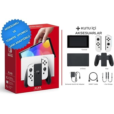 Nintendo Switch Oled 64 Gb Accessory Console - White - Turkey Compatible Charging Adapters