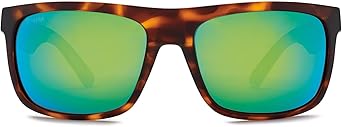 Kaenon Mens Burnet Mid Square Polarized Sunglasses (Matte Tortoise, Ultra Coastal Green)