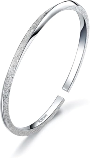 925 Sterling Silver Cuff Bangle Bracelets Adjustable Open Bangles for Women