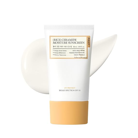 FULLY Rice Ceramide Moisture Sunscreen, SPF 50, No White Cast, 1.69 fl oz