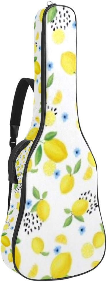 Guitar Gig Bag Waterproof Zipper Soft Guitar Backpack Bass Acoustic Classic Folk Electric Guitar Bag Lemon Rain
