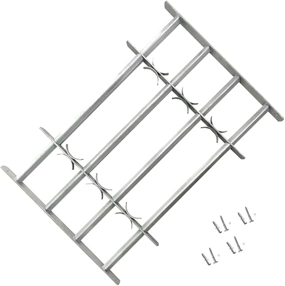 Window Security Grille, Adjustable Galvanised Steel Window Guard, 39.4"-59.1"