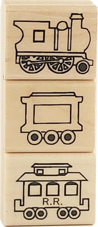 Stamps by Impression 3 piece Train Set Rubber Stamps - 1.25" Blocks