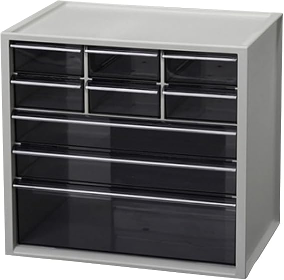 3 Type StorageIris Ohyama Cabinet Small Item Organizer Simple Lock Structure with Non-slip Rubber Feet Light Gray KC-350DR