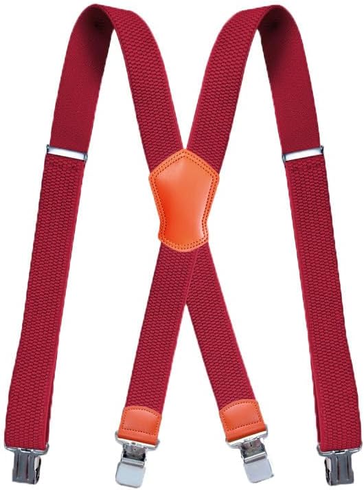 Suspenders for Men X Back Adjustable Heavy Duty Clip With 1.6 Inchs Wide Elastic Braces Snaps