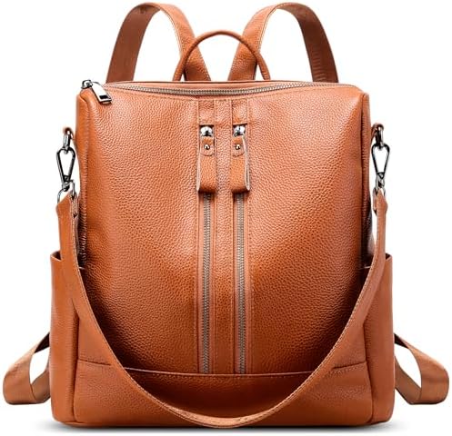 Genuine Leather Backpack Purse for Women: Fashion Ladies Convertible Backpack Designer Shoulder Handbag for Travel