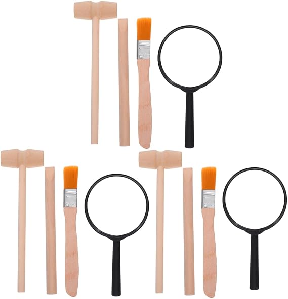 Angoily 3 Sets of Excavation Tools, Wood Archaeological Dig Tool for Kids