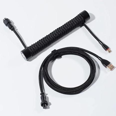 GravaStar Coiled Aviator USB Cable, Suitable Mechanical Keyboard - Black