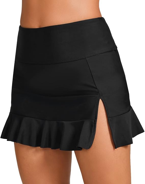 Yilisha Womens Swim Skirt Bottoms High Waisted Swim Skirt Bathing Suit Bottoms Ruffle Swimsuit Bottoms