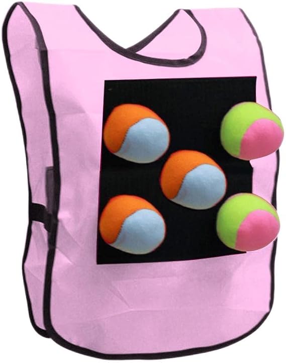 Stick Ball Vest Dodgeball Game Sticky Target Ball Vest Outdoor Game Props with 5 Balls for Kids Children (A)
