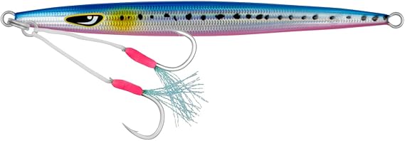 Nomad Design The Streaker Jig 60g (2oz) Fast-Sink, High-Speed, Slender Deep Water Metal Jig, Erratic Mid-Water Action with Glow & UV, Durable BKK Twin Hooks, Tuna & Offshore Species