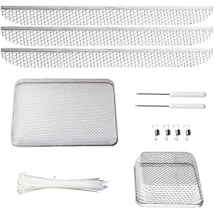 RV Furnace Vent Cover Flying Insect Screen for Camper Vents Protects RV Furnaces from Insects Stainless Steel Mesh with Installation Tool
