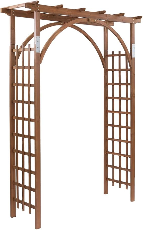 VINGLI 85in Wooden Arbor Garden Arch, Wedding Arch for Ceremony, Wood Trellis for Plant Climbing, Christmas Decor Pergola for Garden Backyard, Lawn