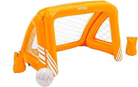 Intex Inflatable Water Goal, 124 x 84 x 76 cm, Includes Inflatable Ball, 2 Stabilizer Bags, Durable Vinyl, Outdoor Use, Pool Set for Children +6 Years, Repair Patch (58507)
