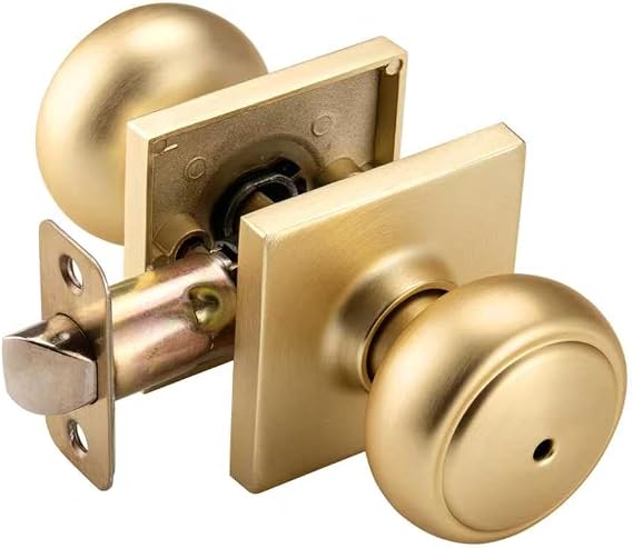 Gold Door Knobs with Lock, Coastal Door Knobs Interior for Privacy