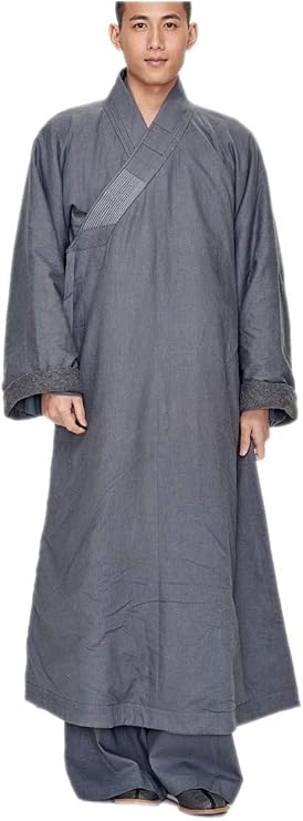 ZanYing Buddhist Monk Zen Religion Meditation Cotton Robe Winter Grey
