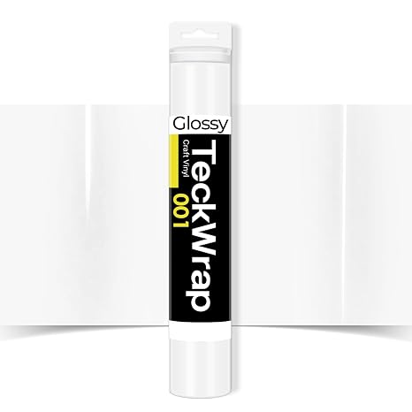 TECKWRAP 001 Vinyl Glossy Permanent Adhesive Vinyl for Craft Decal Projects 12" x 10ft, Glossy Coconut White