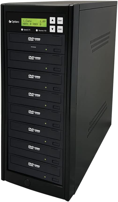 1 to 7 24X Burner M-Disc Support CD DVD Duplicator - Standalone Copier Duplication Tower OPT-S7T-DVD-BK