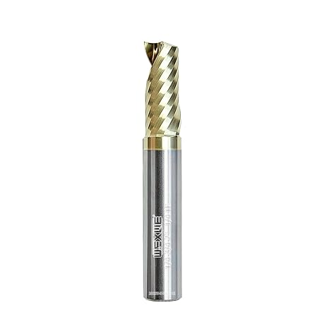 Tools Solid Carbide CNC Spiral Single Flute End Mill -ZrN Coating for Acrylic Plate Aluminum, Wood, Plastic, Brass, Copper Cutting - 1/4 Diameter 1/4"